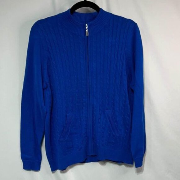 tabi Sweaters - Woman’s TABI cobalt blue zip up cardigan sweater. Size large.